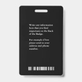 Nom de l'entreprise Code barre de code QR Badge pe (Arrière)