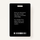 Nom de l'entreprise Code barre de code QR Badge pe (Dos)