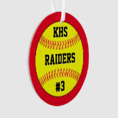 Nom de l'équipe de softball, lettres de l'école et (devant)