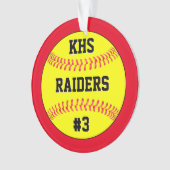 Nom de l'équipe de softball, lettres de l'école et (devant)