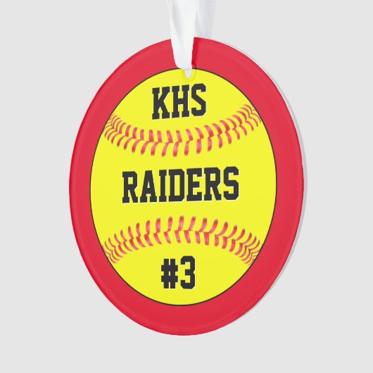 Nom de l'équipe de softball, lettres de l'école et (devant)