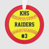 Nom de l'équipe de softball, lettres de l'école et (devant)