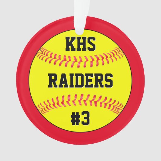 Nom de l'équipe de softball, lettres de l'école et (devant)