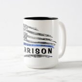 Nom de l'indicateur de ligne mince bleue Mug (Devant droit)