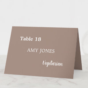 Nom de l'invité Carte d'emplacement du repas Choix