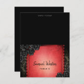 Nom de l'invité Carte du lieu imprimé Rouge gothiq (Devant / Derrière)