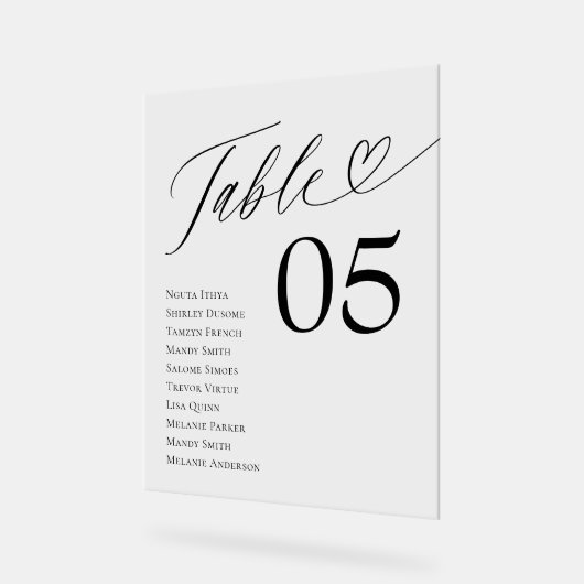 Nom de l'invité du script de coeur Numéro de table (Angle)