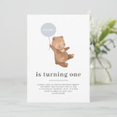Nom de l'ours - 1er anniversaire Invitation - Ball (Debout devant)