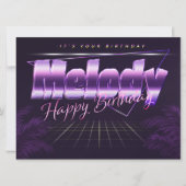 Nom de mélodie Prénom carte rétro lilas Anniversai (Devant)