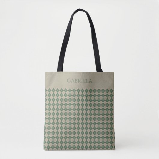 Nom de modèle vert argyle sac fourre-tout (Devant)