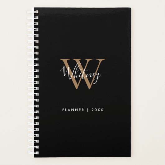 Nom de monogramme de script Or Noir Moderne 2023 (Devant)