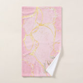 Nom de monogramme doré Geode d'agate rose verdure (Serviette à main)