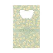 Nom de monogramme élégant Leaf Daisy Pastel Green (Dos)