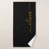 Nom de monogramme féminin écriture moderne Or Noir (Serviette de bain)