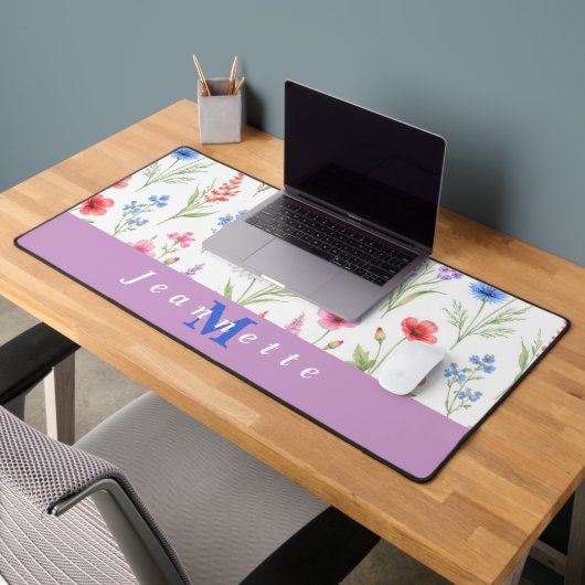 Nom de monogramme floral de fleur sauvage chic (Bureau 2)