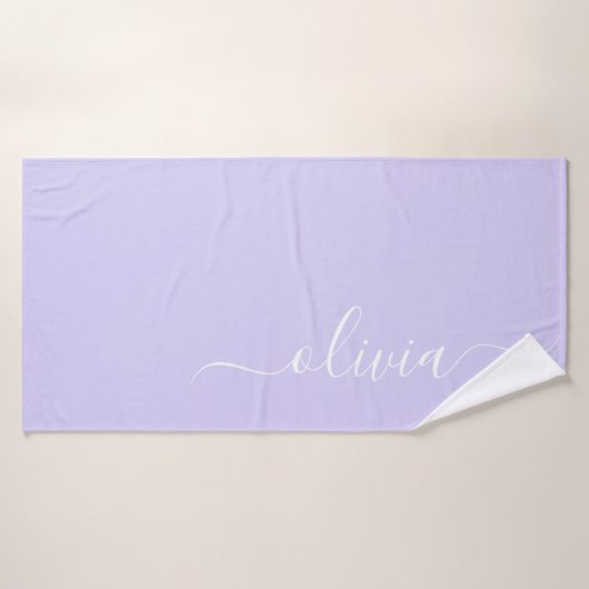 Nom de monogramme girly écriture moderne lavande v (Serviette de bain)