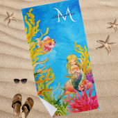 Nom de monogramme mignon Serviette de plage Mermai