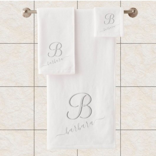 Nom de monogramme personnalisé blanc élégant