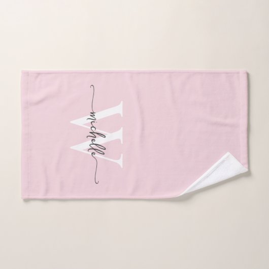 Nom de monogramme rose poudré écriture stylée mode (Serviette à main)