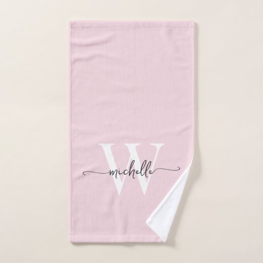 Nom de monogramme rose poudré écriture stylée mode (Serviette à main)
