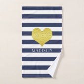 Nom de motif rayures bleu marine moderne (Serviette à main)