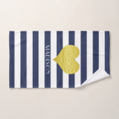 Nom de motif rayures bleu marine moderne (Serviette à main)