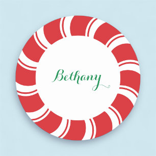 Nom de Noël Balise Badge Round 3" Fête de Noël