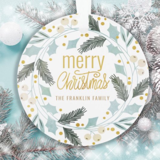 Nom de Noël joyeux verdure hivernale bronzée bleue