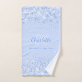 Nom de parties scintillant bleu clair monogramme é (Serviette à main)