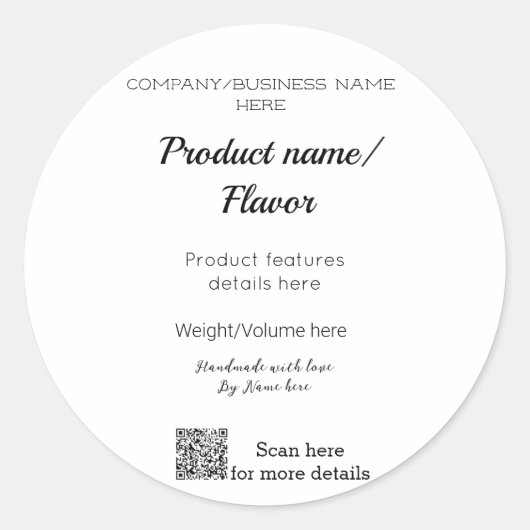 Nom de produit étiquette avec ses détails nom de s (Devant)