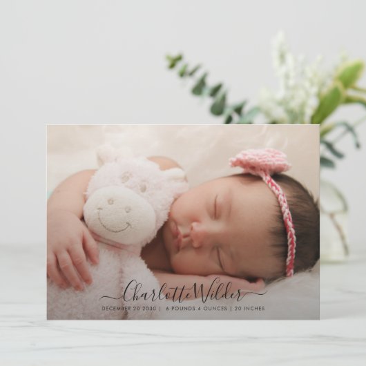 Nom de script adorable Faire-part de naissance pho (Debout devant)