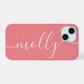 Nom de Script Calligraphique Rose Corail Tendance (Verso Horizontal)