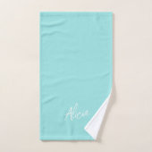 Nom de script de signature blanc aqua personnalisé (Serviette à main)