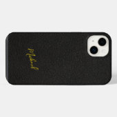 Nom de script de signature de cuir noir or (Verso Horizontal)