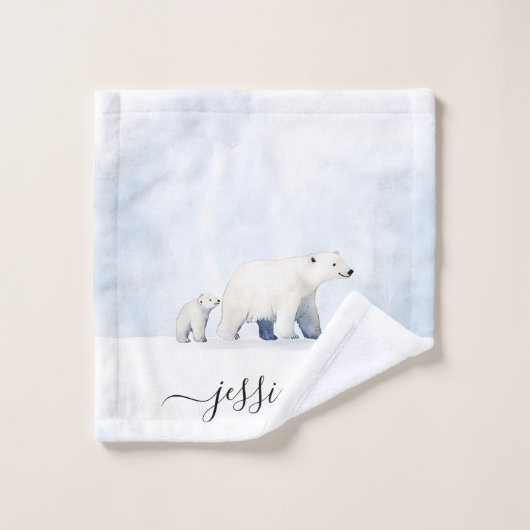 nom de script d'ours polaire mignon (Gant de toilette)