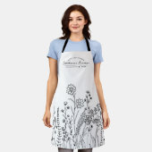 Nom de script élégant Joli motif floral Tablier (Porté)