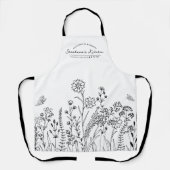 Nom de script élégant Joli motif floral Tablier (Recto)