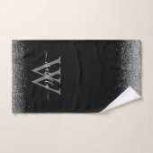 Nom de script élégant paillettes noir argenté (Serviette à main)