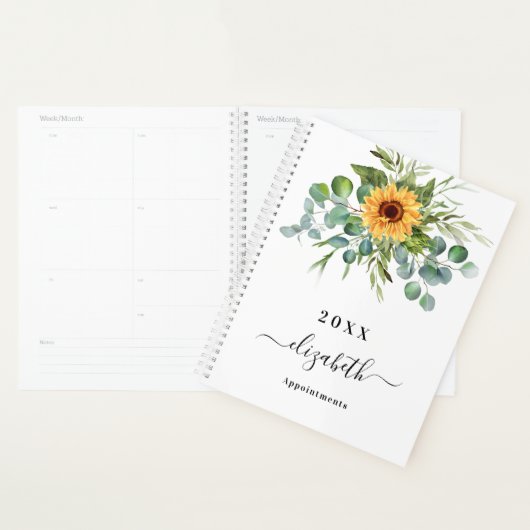 Nom de script eucalyptus tournesol vert (Devant avec enveloppe)