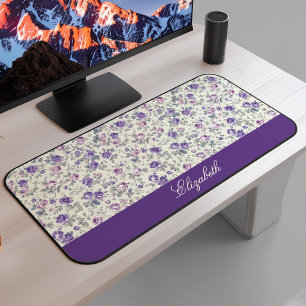 Nom de script floral violet rose vintage