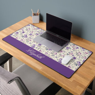 Nom de script floral violet rose vintage