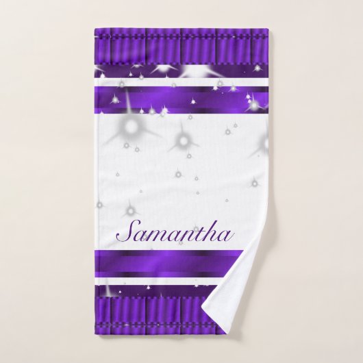 Nom De Script Luxueux Blanc Et Violet (Serviette à main)