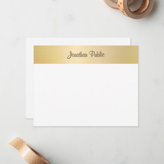 Nom de script manuscrit Gold Modèle blanc (Devant/Arrière en situation)