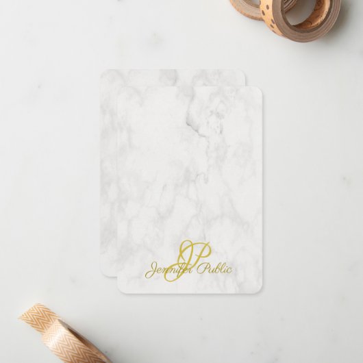 Nom de script manuscrit or Marble Modèle (Devant/Arrière en situation)