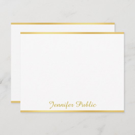 Nom de script manuscrit Texte Or Blanc Modèle (Devant / Derrière)