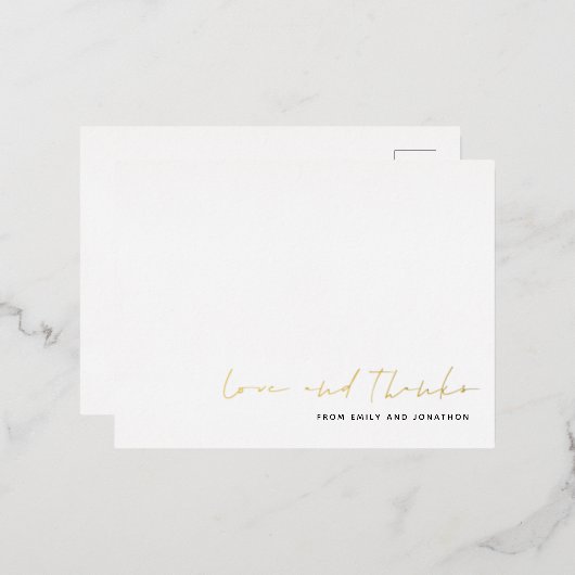 Nom de script Mariage Love Thanks Real Foil Carte  (Recto/Verso)