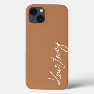 Nom de script minimaliste Brown Coque personnalisé