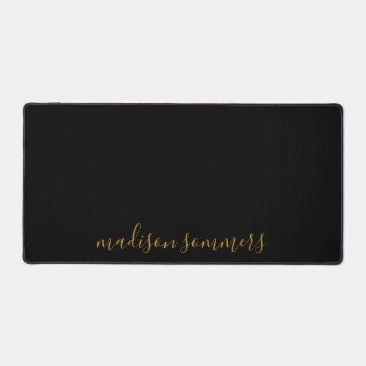 Nom De Script Or Moderne Sur Black Desk Mat (Recto)
