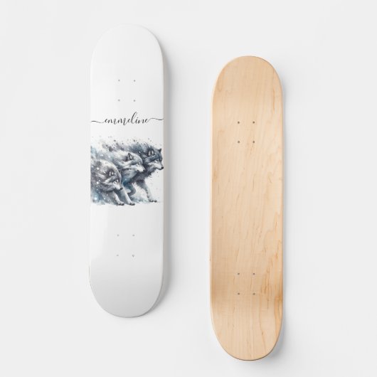 Nom de script personnalisé Wolf Pack Skateboard (Recto)