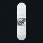 Nom de script personnalisé Wolf Pack Skateboard<br><div class="desc">Votre nom dans une police de style script tendance avec un pack d'aquarelle de loups sauvages en cours de course.</div>